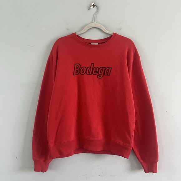 Bodega Other - Bodega Hidden In Plain Sight Outline Logo Red Crewneck Sweatshirt